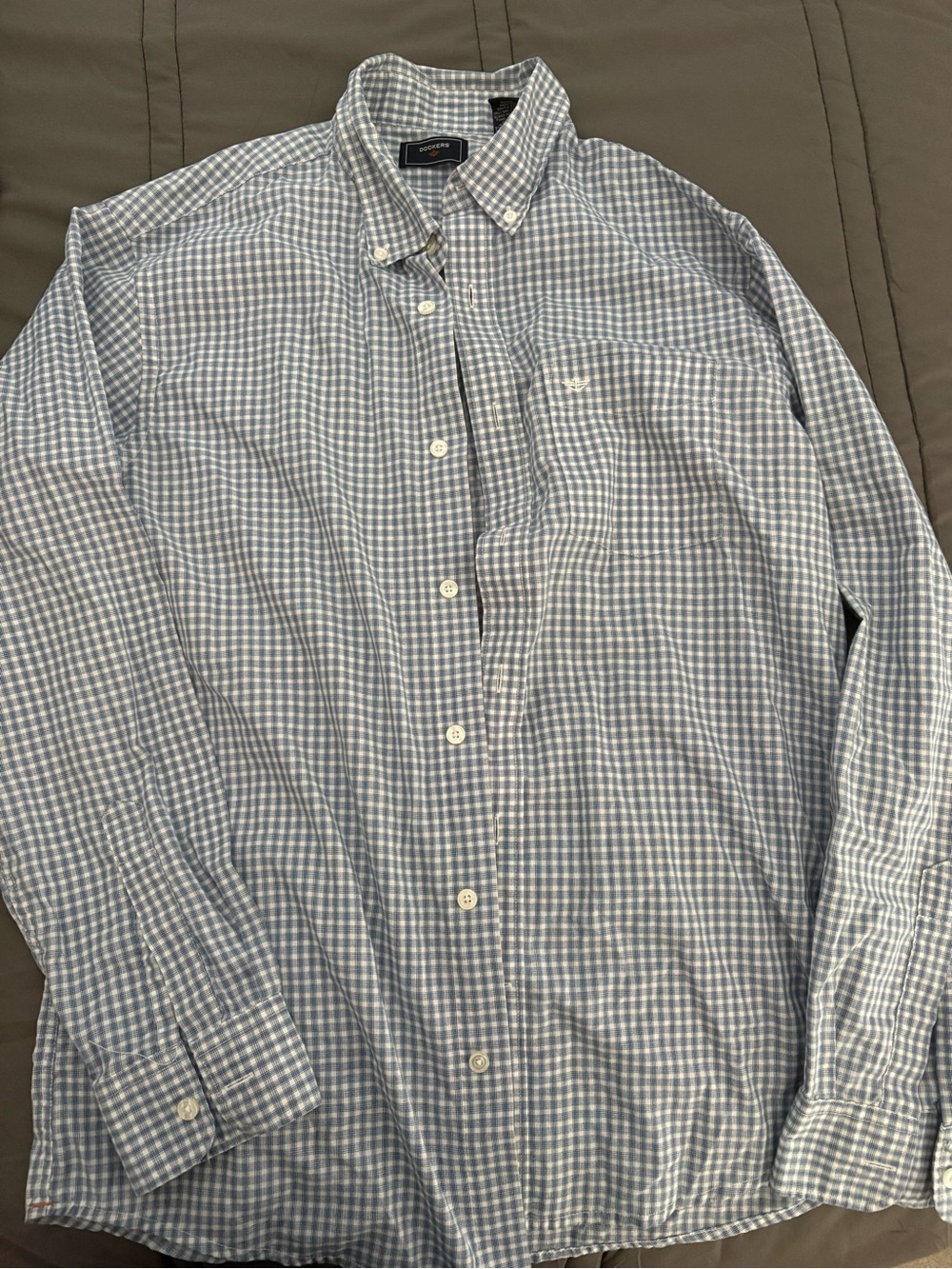 Dockers Light Blue and White Gingham Button-Down Shirt